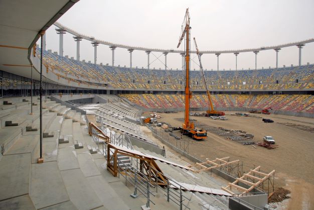 A stadium under construction