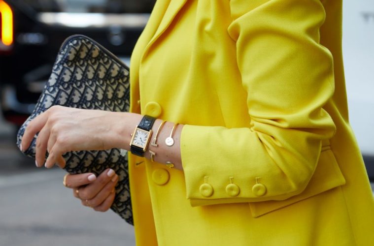How to Style a Cartier Watch and the Advantages of Buying Second Hand 10 woman wearing cartier watch with smart jacket