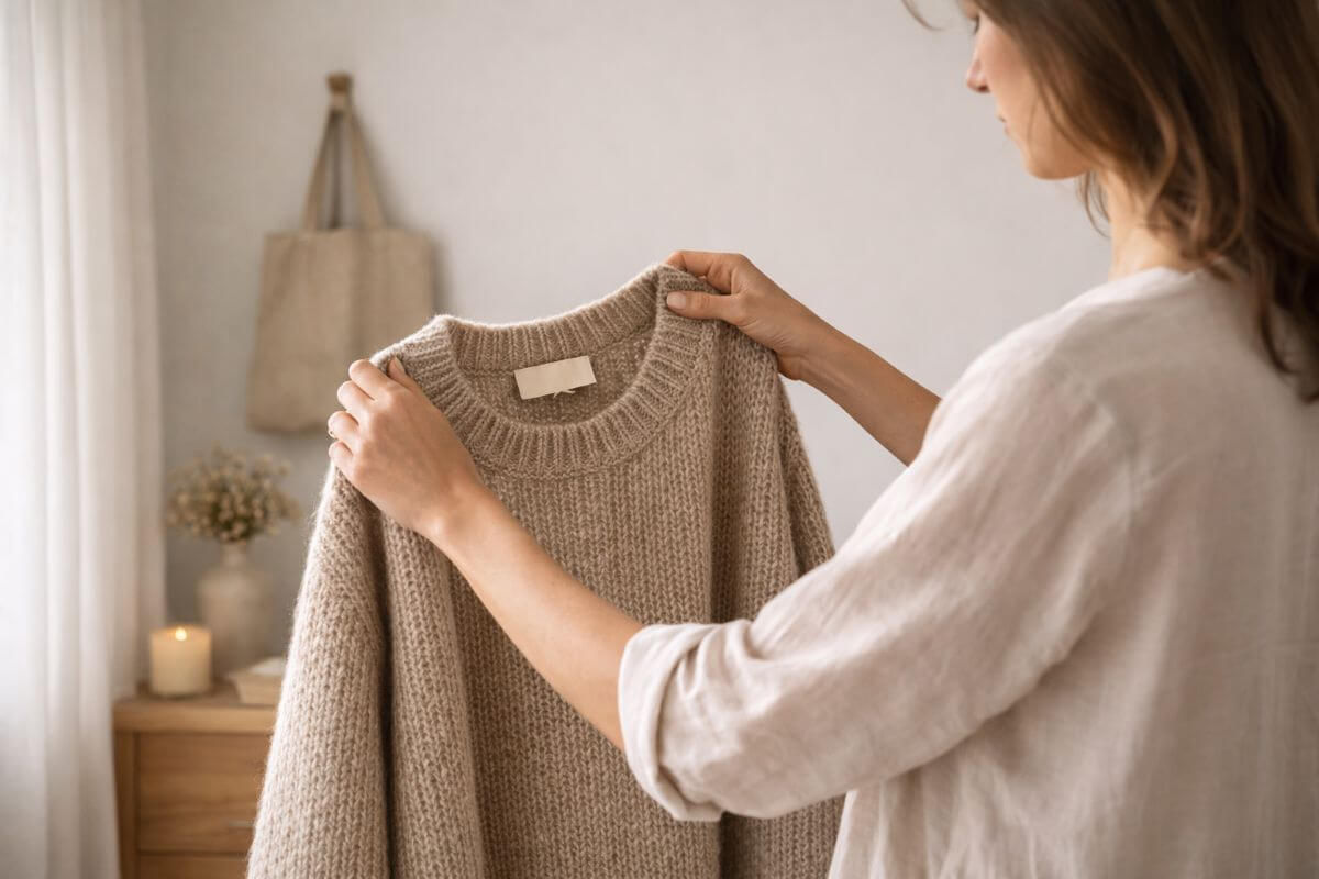 How to embrace slow fashion 11 woman holding sweater