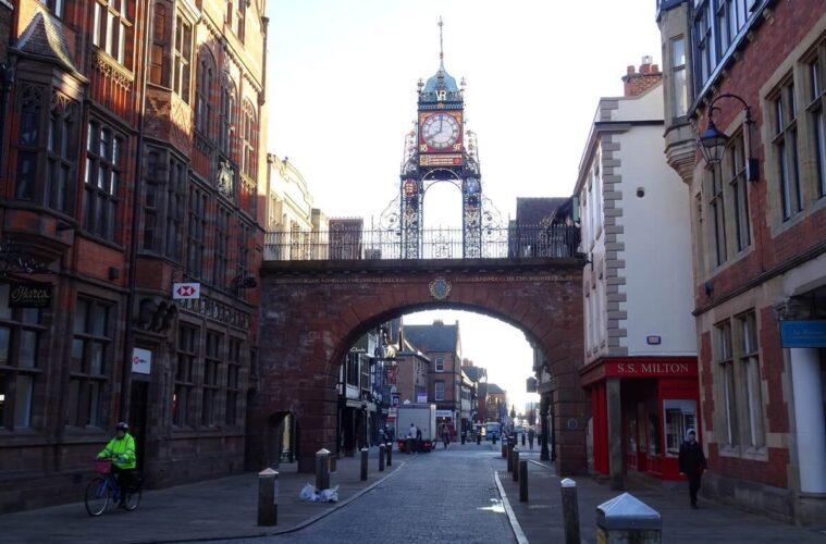 Things to do in Cheshire: days out, walks and historic places 6 Eastgate Clock above the stone archway on Eastgate Street in Chester