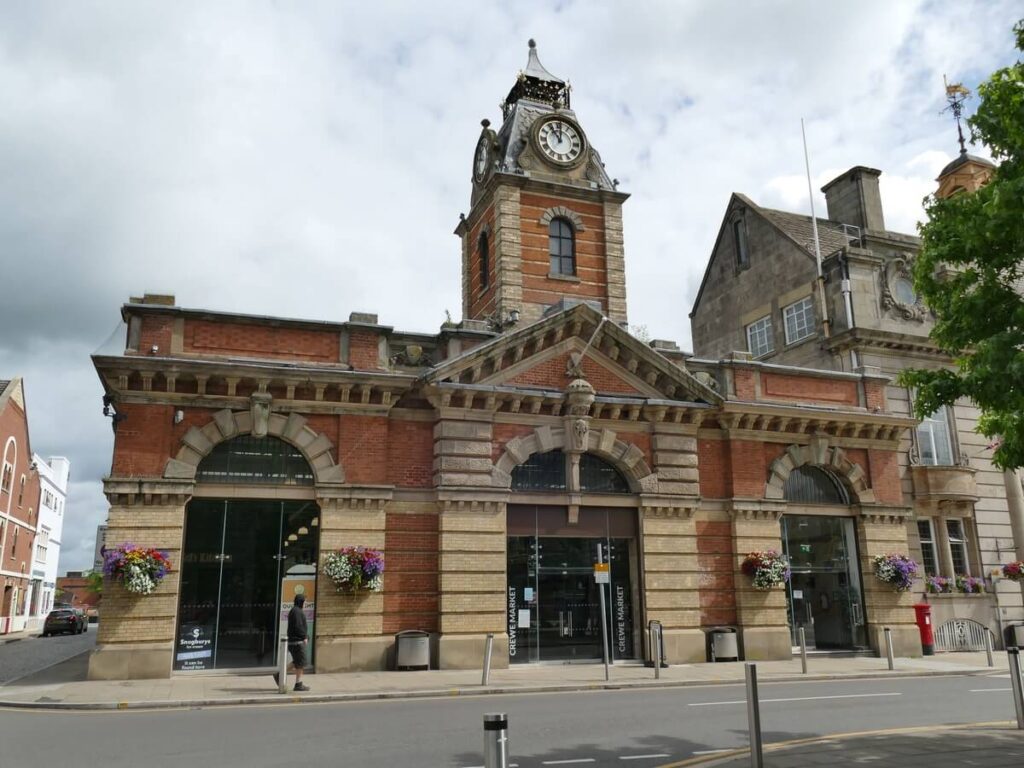 The Earle Street frontage of Crewe Market Hall
