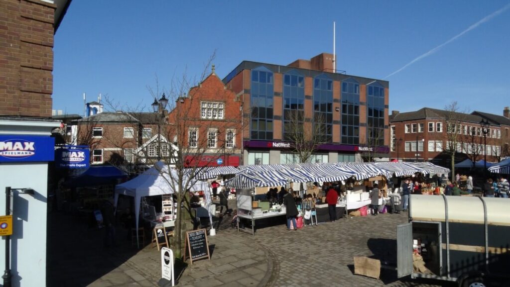 Stalls on Market Place at Macclesfield’s Treacle Market