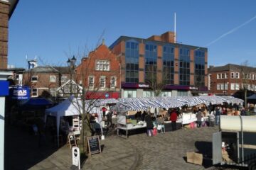 Stalls on Market Place at Macclesfield’s Treacle Market