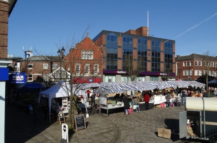 Stalls on Market Place at Macclesfield’s Treacle Market