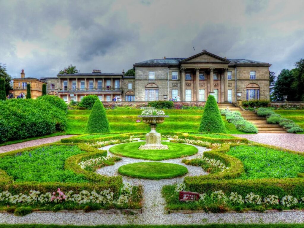 Tatton Hall seen across the formal gardens in an archive photograph